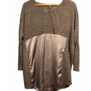 Cecico Gray Longsleeve Silky Blouse, Size M